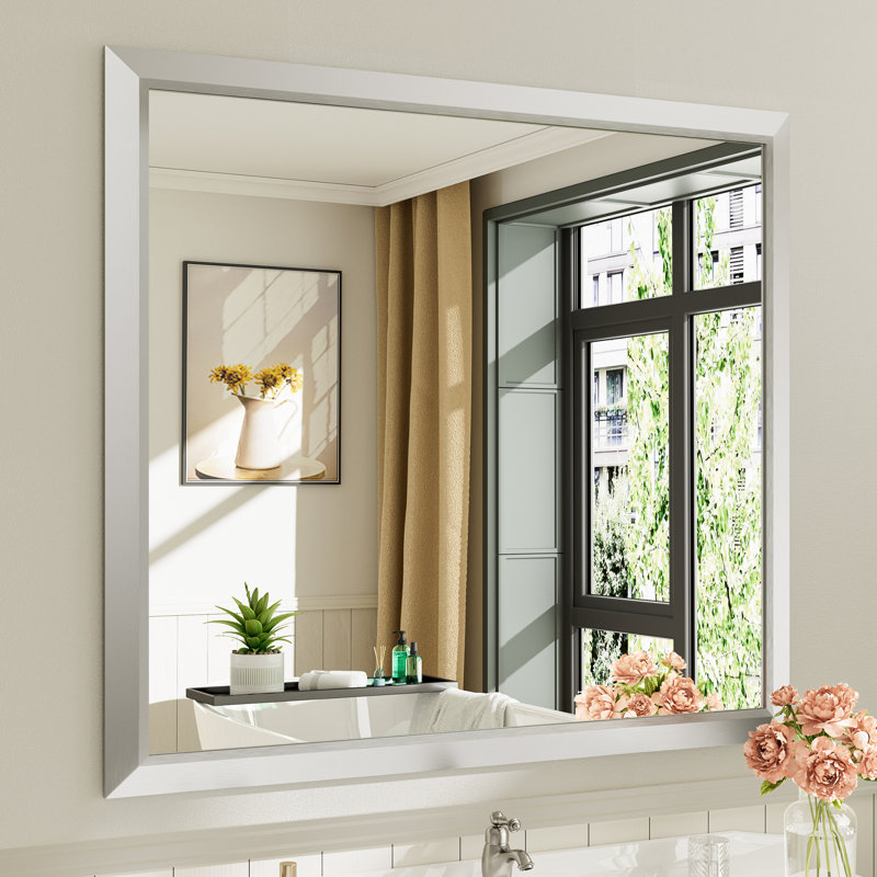 Miroirs de salle de bain modernes et contemporains en métal biseauté rectangulaire / carré avec verre trempé HD