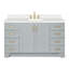 Meuble-lavabo simple 55 po en bois massif gris Freitas avec plateau en quartz blanc pur 1,5 po, évier central ovale-421849345-421849344-489904031