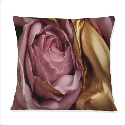 Coussin décoratif exquis rose et doré Glam Roses I - Rose