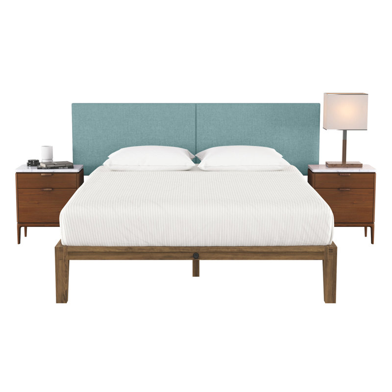 Panelist Modern Padded Headboard - Set of Wall Mounted Panels, Surf Turquoise Microvelvet, King (11.25"H x 38"W, Set of 4)