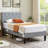 Grey Twin Size Velvet Upholstered Platform Bed Frame with Diamond Tufted Headboard, No Box Spring Needed-805318852-809376607