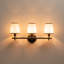 Applique murale à bras moderne à 3 lumières avec abat-jour en verre côtelé noir mat - l 22,24 po câblé avec lumière à intensité variable pour le couloir du salon