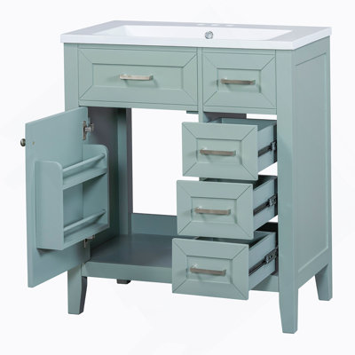 Armoire de meuble-lavabo 30 po avec lavabo et tiroirs, structure solide et panneau de fibres à densité moyenne