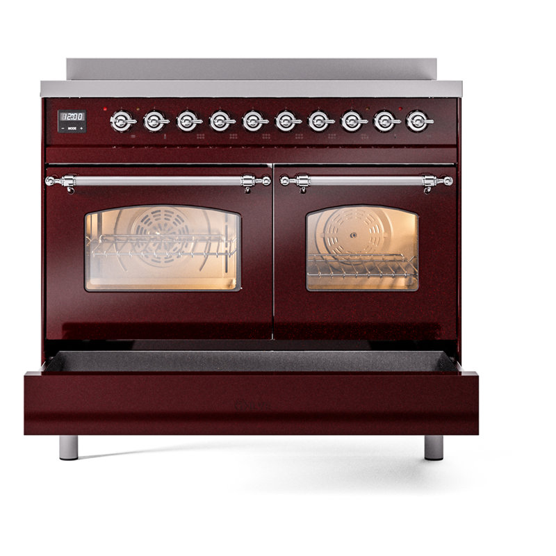ILVE Nostalgie II 40 in Induction Range, Burgundy/Chrome