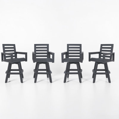 High-End Luxury 60LB Heavy-Duty Transitional HDPE Ladder Back Adirondack Commercial Grade SGS Certified 360-Degree Swivel Bar Stools with Hot-Embossed Wood Grain