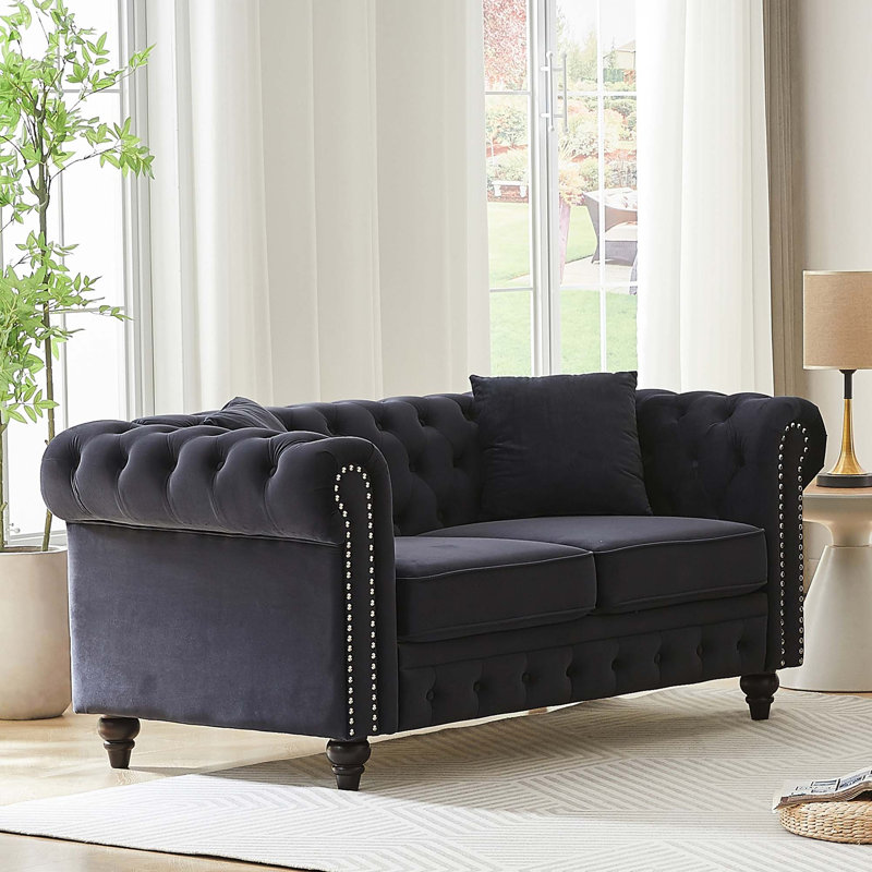 Canapé Chesterfield moderne en velours capitonné