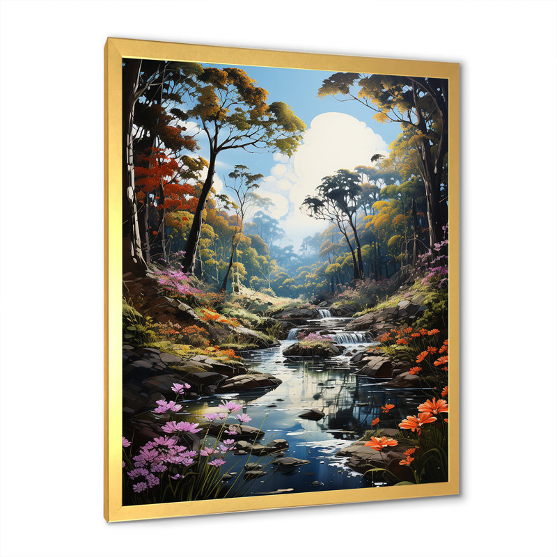 «Forest Charm», impression sur toile, Cadre doré simple, H 32 po x l 16 po x P 1 po