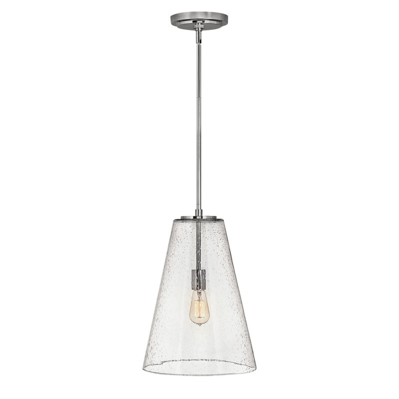 Luminaire suspendu conique à 1 lumière Evanne, Nickel poli
