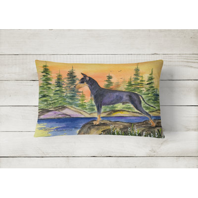 Manchester Terrier Outdoor Reversible Throw Pillow