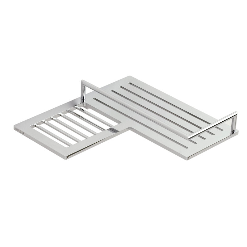 Surface Combination Left Corner Shower Shelf, Polished Chrome
