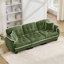 Canapé en chenille à 3 places avec 4 coussins, conception ergonomique et coussins capitonnés à garniture de pompons, canapé à assise profonde facile à assembler pour salon, appartement, vert-134740148-134740153