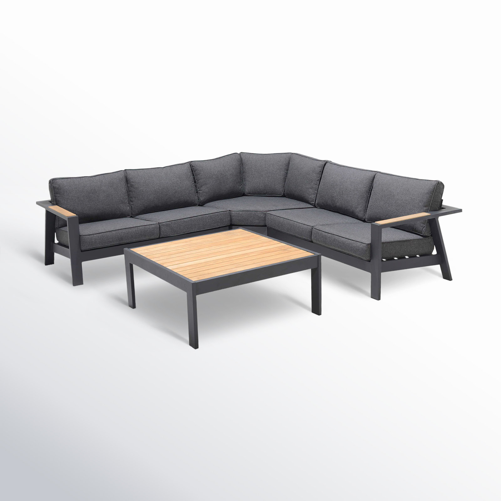 Ilara Teak 6 - Person Modular Patio Conversation Set with Cushions