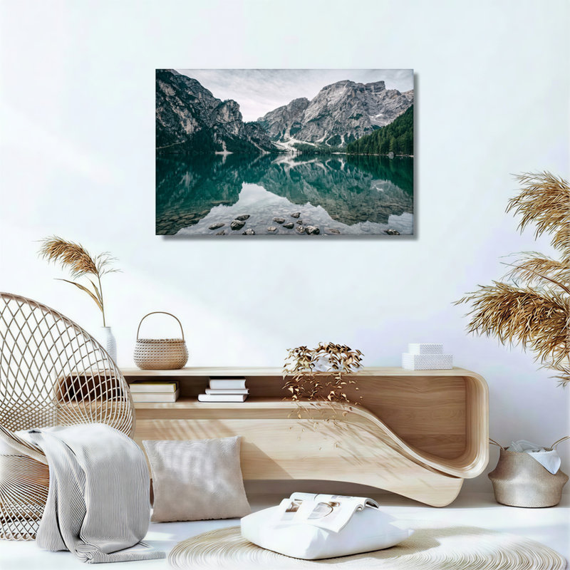 «Mountain Lake», reproduction d'art sur toile, ensemble de 1, Wrapped Canvas, 24"H x 36"W