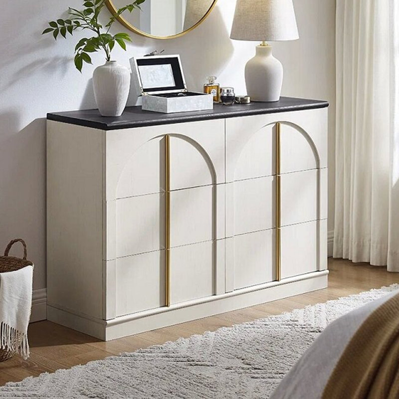 Armoire latérale de style Mid-Century, H 31,5 po x l 70,86 po x P 15,75 po, Noir/crème