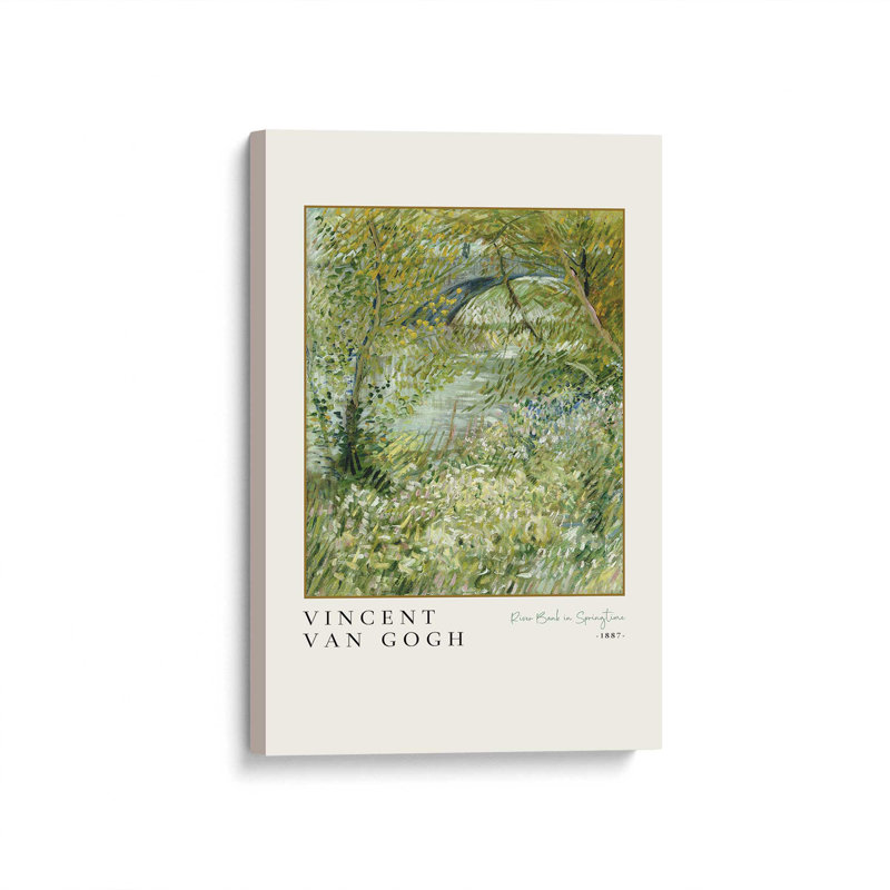 Van Gogh's River Bank au printemps v3, Toile tendue, H 18 po x l 12 po