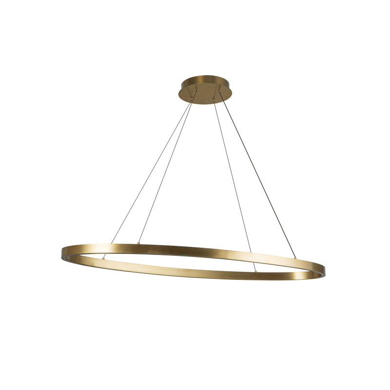 Ovale 1 - Light LED Pendant, Brushed Gold,  1.5" H x 39.375" W x 15.75" D