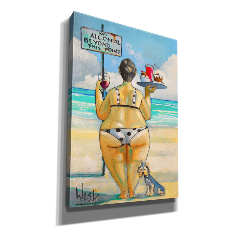 Art mural sur toile, "No Al alcool Beyond This Point" par Ronald West, H 26 po x l 18 po x P 0,75 po
