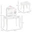 Mclean Kids - Ensemble de coiffeuse et tabouret pour filles avec bureau à trois tiroirs et miroir