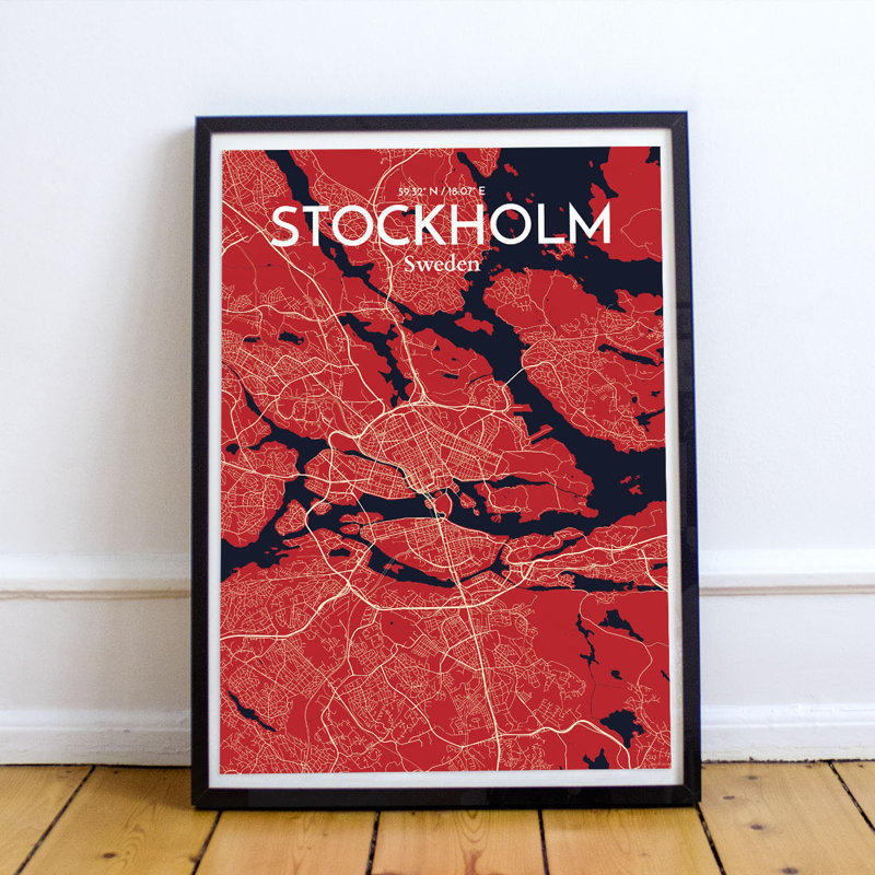 Stockholm City Map - No Frame Print, 50.8cm H x 40.6cm W x 0.13cm D