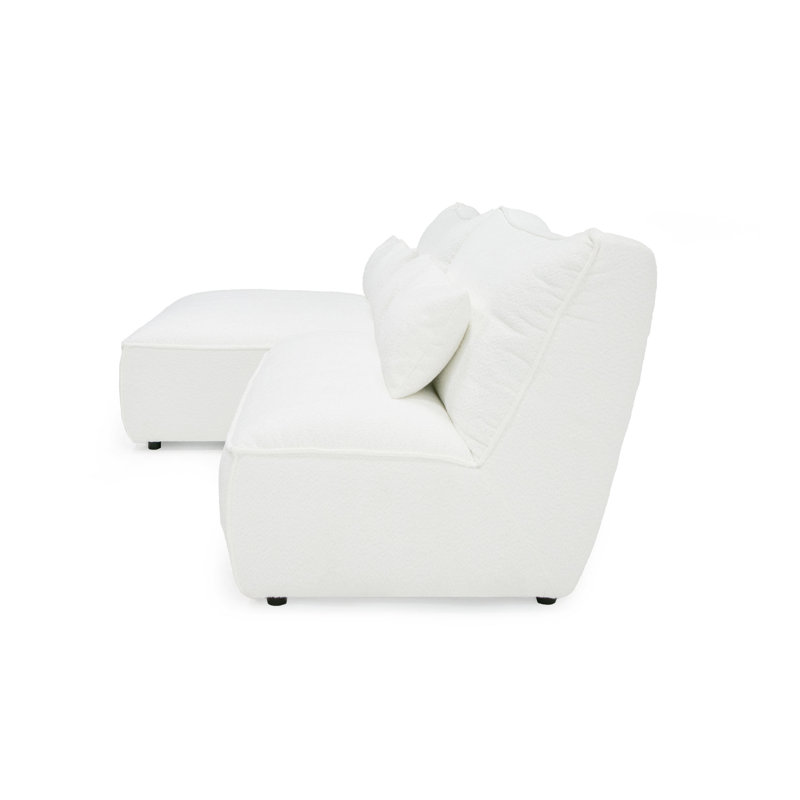 Alston 2 - Piece Modular Upholstered Chaise L-Sectional, White Polyester