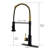 Touchless Kitchen Faucet With Pull Down Spray - Hands Automatic Smart, Black + Gold, Contemporary, Stainless Steel, Ceramic Fill Smart Touchless, , Contemporary Design, Filler