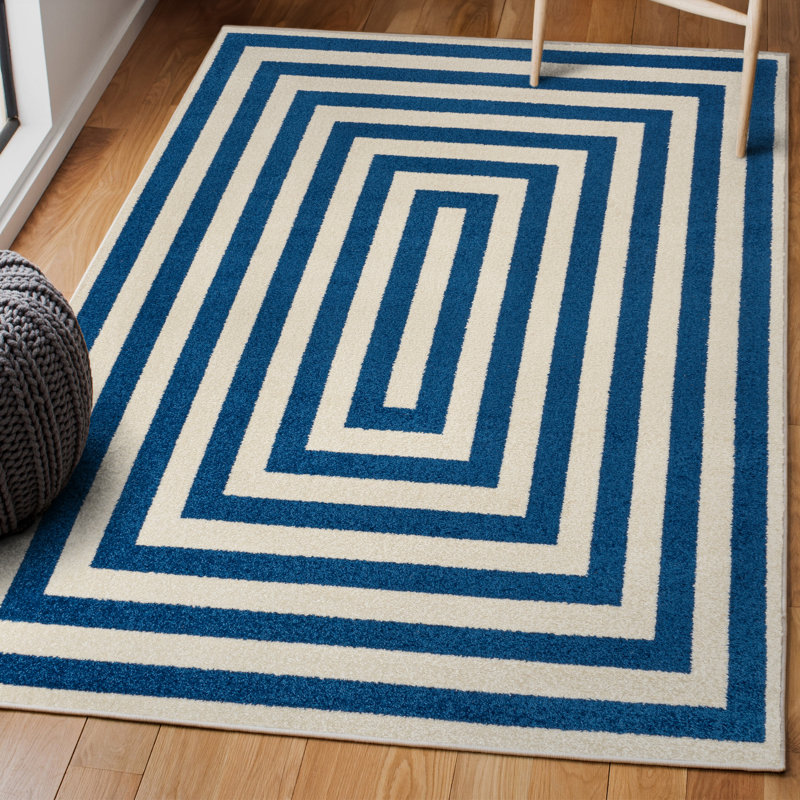 Tapis bleu marine / ivoire Isibeal, Rectangle 4pi x 6 pi