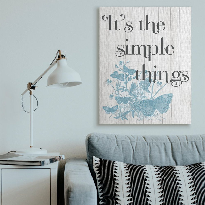 «It's the Simple Things Quote Butterfly Nature Rustic Text» par Avery Tillmon - impression d'art graphique, H 48 po x l 36 po