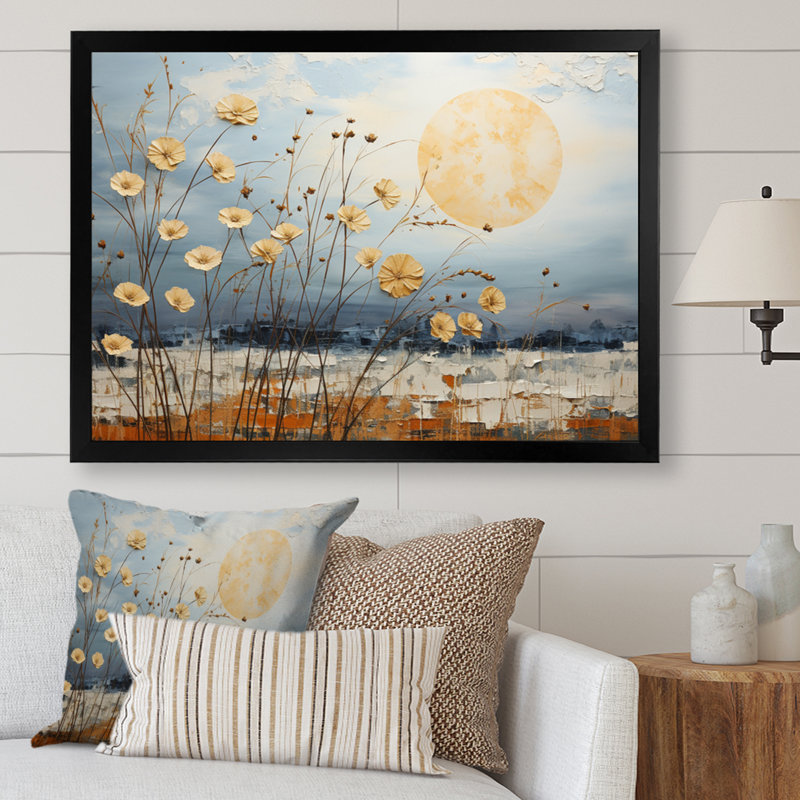 " Clouds Prairies Collages IX ", Black Picture Framed, 16" H x 32" W x 1" D