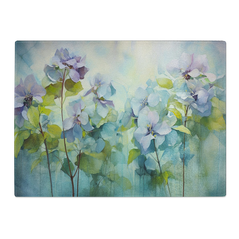 Hydrangea Gestural  Glass Chopping Board