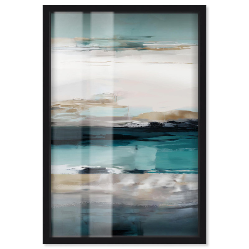 Atmospheric Bands Shadowbox Print, art abstrait vert par Art Remedy, H 25 po x l 17 po, Noir