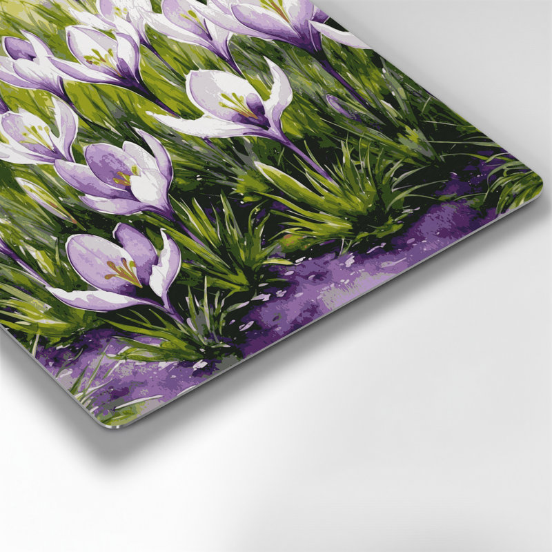 «Botanical Crocuses», art mural en métal gris, H 32 po x l 32 po