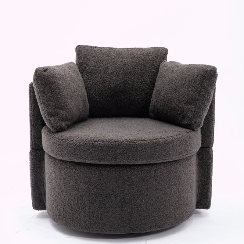 Hever Upholstered Swivel Barrel Chair, Wool Dark Gray