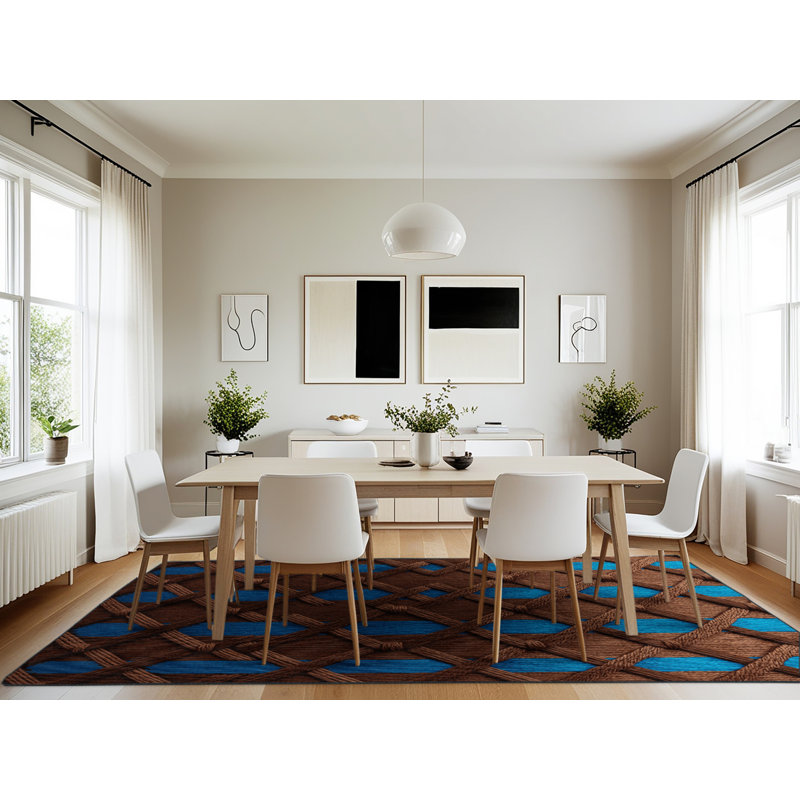 Machine Washable Trellis Black Area Rug, Rectangle 7' x 10'