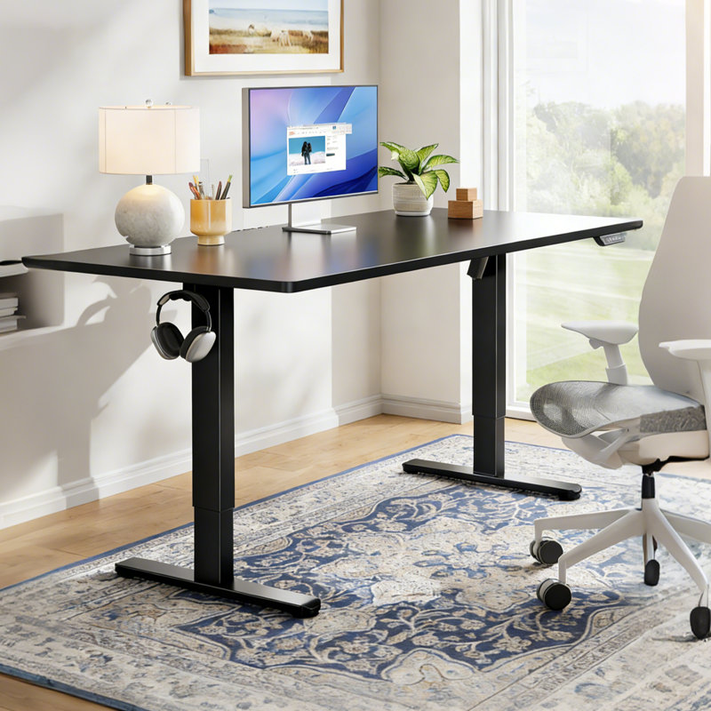 55‘’ Electric Height Adjustment Standing Desk With 4 Memory Presets, Black