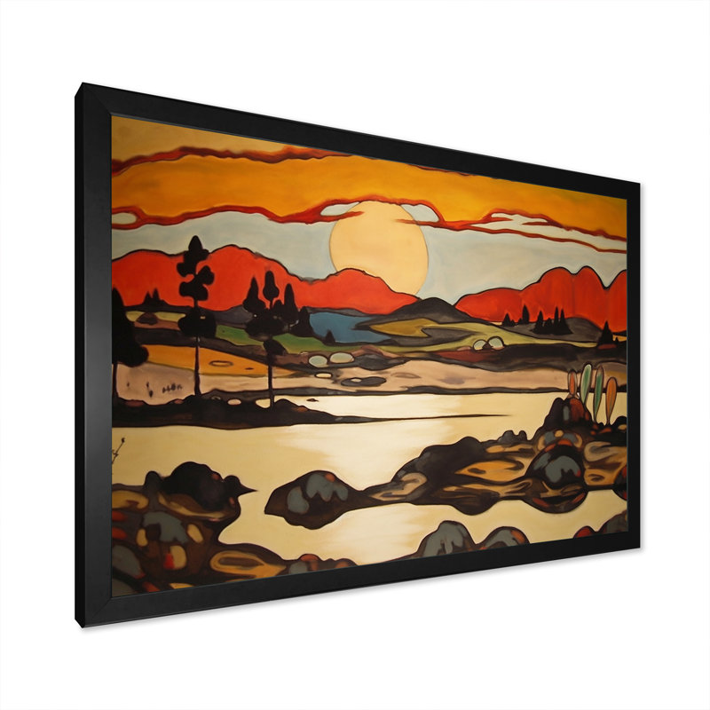 «Autumn Beauty Mountain Serenity», peinture, Cadre simple noir, H 16 po x l 32 po x P 1 po