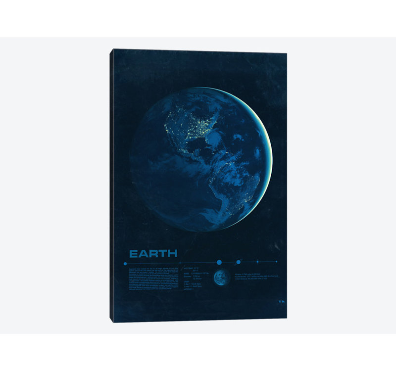2046 design « terre »-impression sur toile tendue, H 12 po x l 8 po x P 0,75 po, Pas de tapis, Toile tendue
