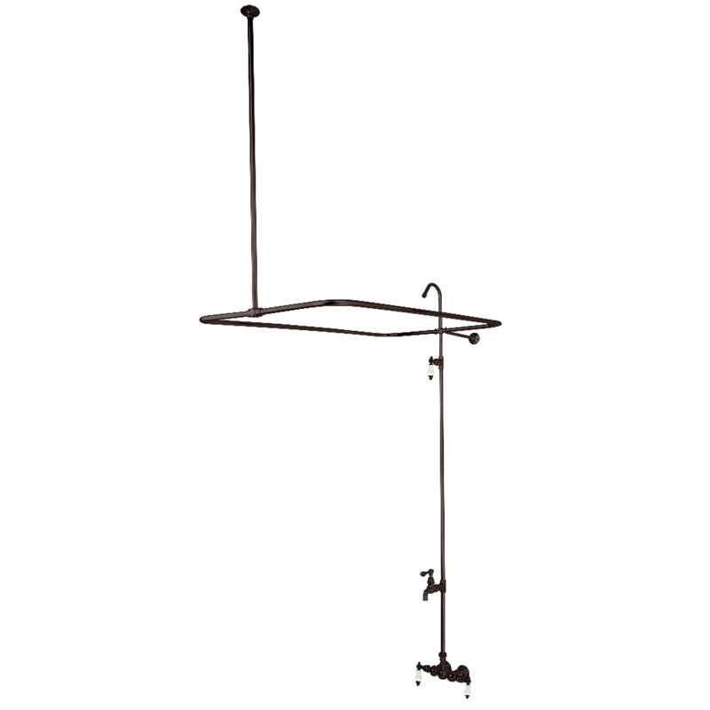Kingston Brass Vintage Three-Handle 2-Hole Tub Wall Mount Clawfoot Tub Faucet with Shower Enclosure, Oil Rubbed Bronze