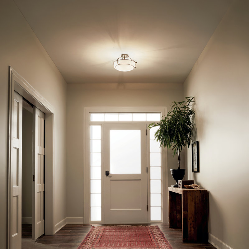 Horan Glass Semi Flush Mount, Olde Bronze