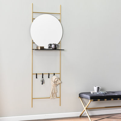 Organisateur de couloir fonctionnel en fer doré avec écharpe et crochets pour téléphone