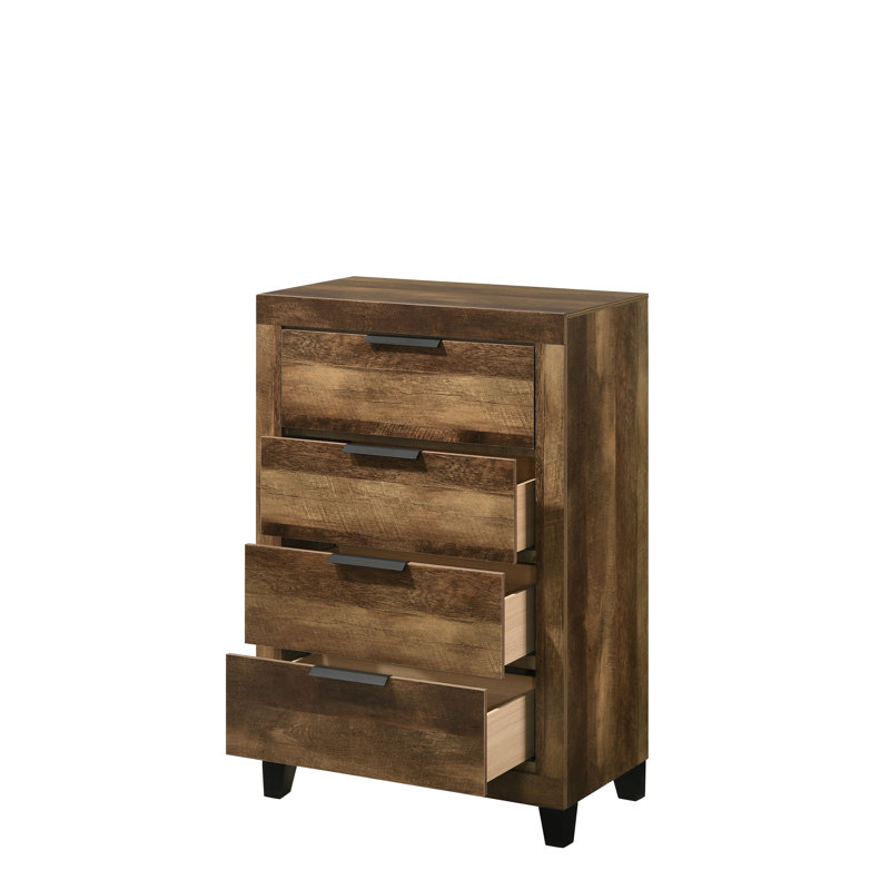Commode 4 tiroirs Bari en chêne rustique