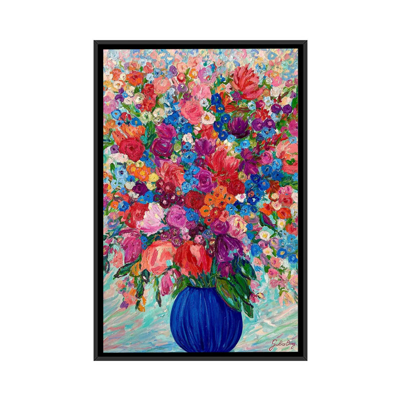 Summer Bouquet - Wall Art Print - Framed Canvas, Black, 26" H x 18" W
