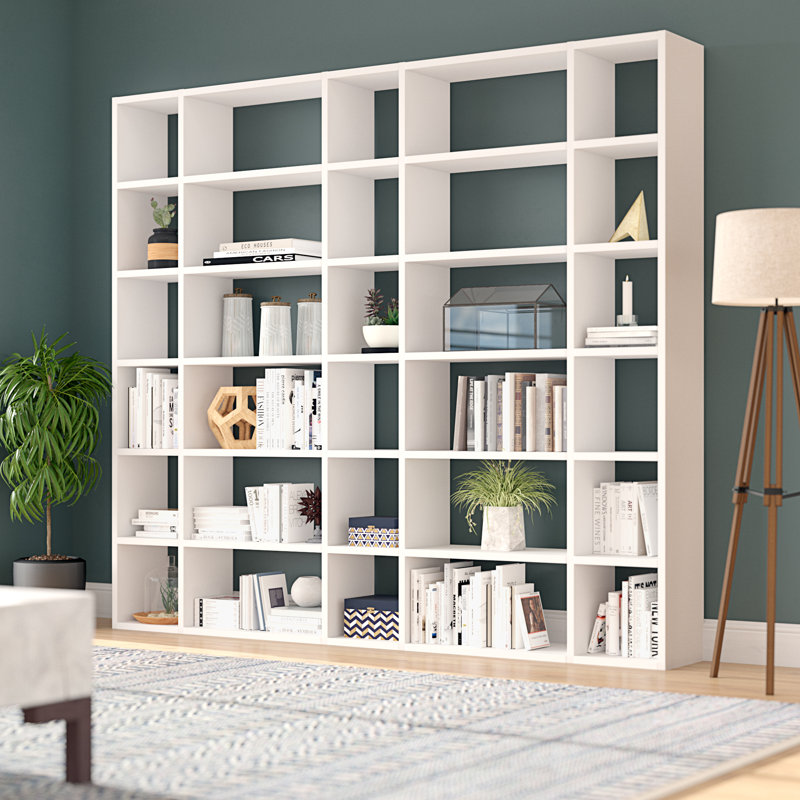 Araeya Geometric Bookcase, Pure White