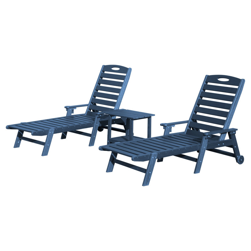 Pool Lounge Chairs with Table, Blue
