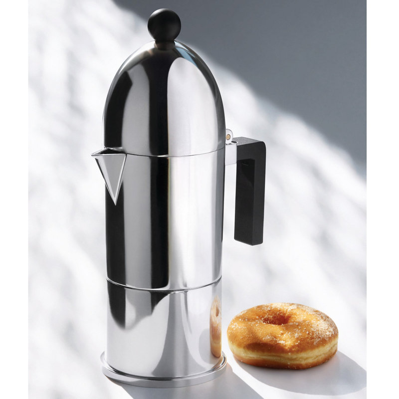 La Cupola Espresso Coffee Maker, Small, Black, Mirror Polished