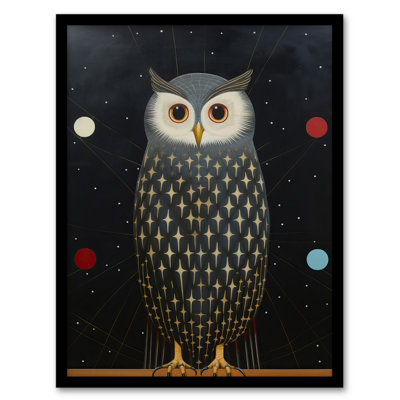 The Night Watch Man Surreal Cosmic Owl - Single Picture Frame Print