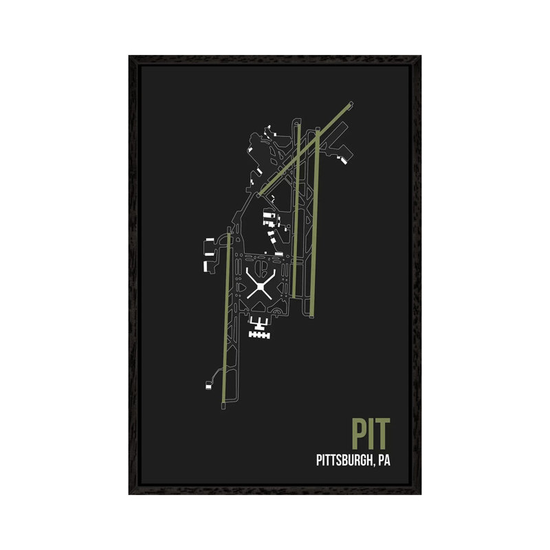 Pittsburgh - Print on Canvas, 66.04 cm H x 45.72 cm W, Black Framed