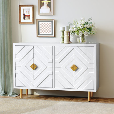 47.8'' Modern Sideboard Cabinet with 4 Embossed Pattern Doors for Kitchen, Living Room