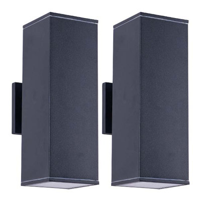 12 Inch Modern Square Cylinder Up Down Aluminum Waterproof Outdoor Wall Sconce Porch Patio Garage Exterior Lighting Fixture 2 Pack Bulb Not Included