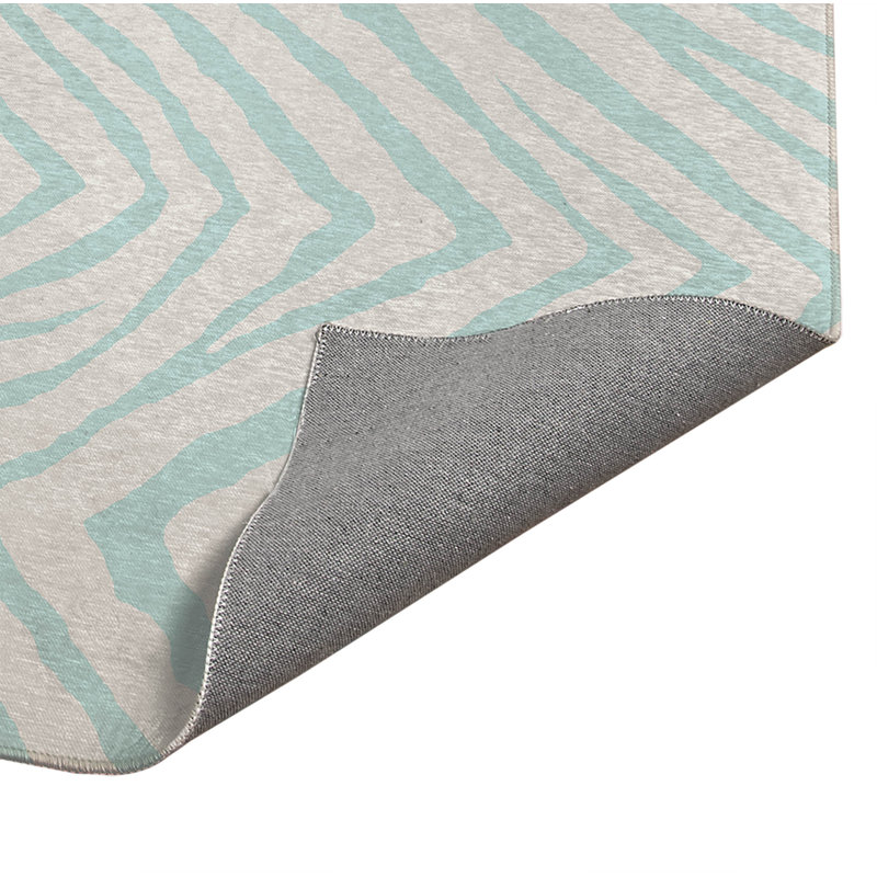 Zebra Stripe Chimi Indoor Doormat, 36" W x 60" L, Light Blue