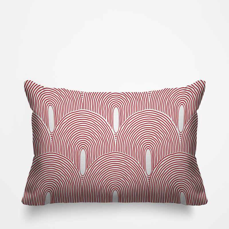 Coussin intérieur / extérieur Limpo Minimalist Mid-Century, 14 po x 20 po, Rouge, Rectangulaire